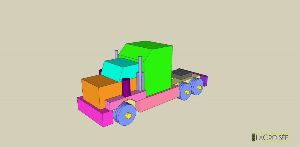 Conception d'un jouet camion en bois avec sketchup - Atelier LEMAN