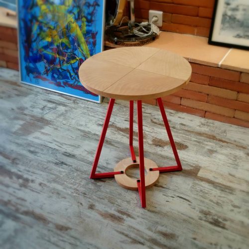 Table basse rouge - Fer & Bois