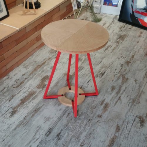 Table basse rouge - Fer & Bois