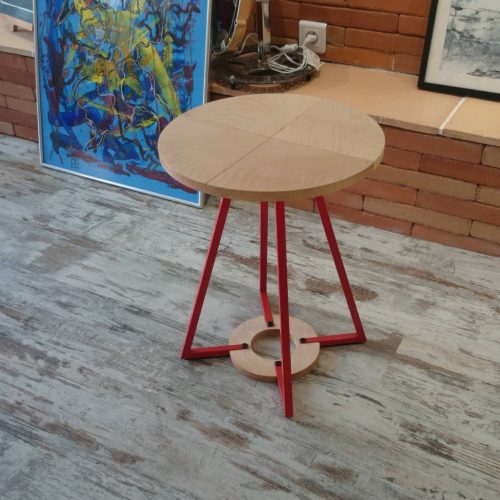 Table basse rouge - Fer & Bois