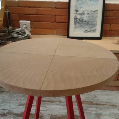 Table basse rouge - Fer & Bois